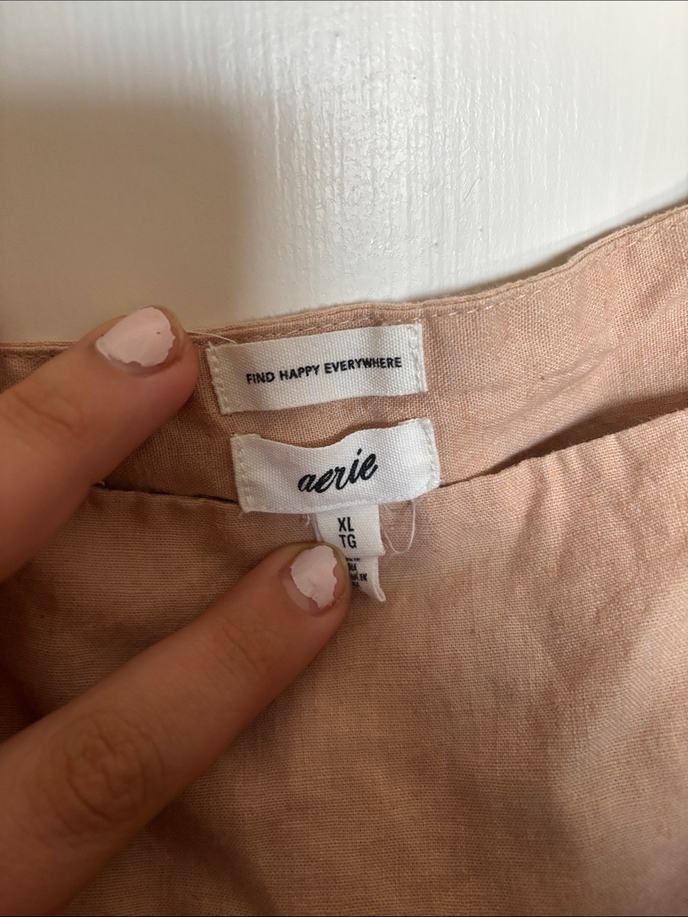 aerie XL tan linen blend raw edge ruffle babydoll dress - Picture 3 of 8